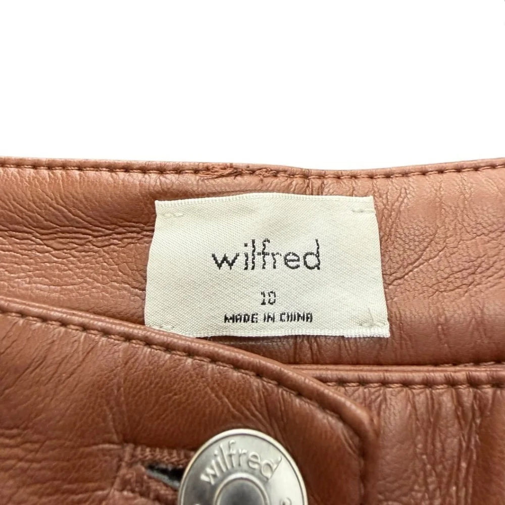 Aritzia Wilfred Melina Vegan Faux Leather Straight Leg High Rise Pants Brown